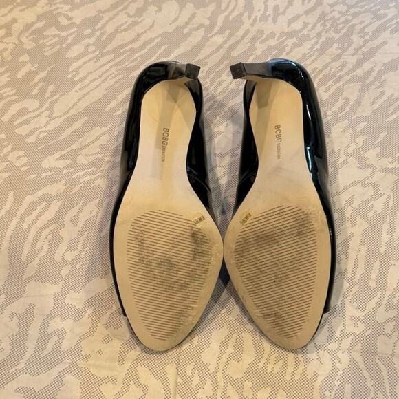 BCBGMAXAZRIA Black Patent Leather Peep Toe Stiletto Pumps (9.5) - Picture 4 of 4